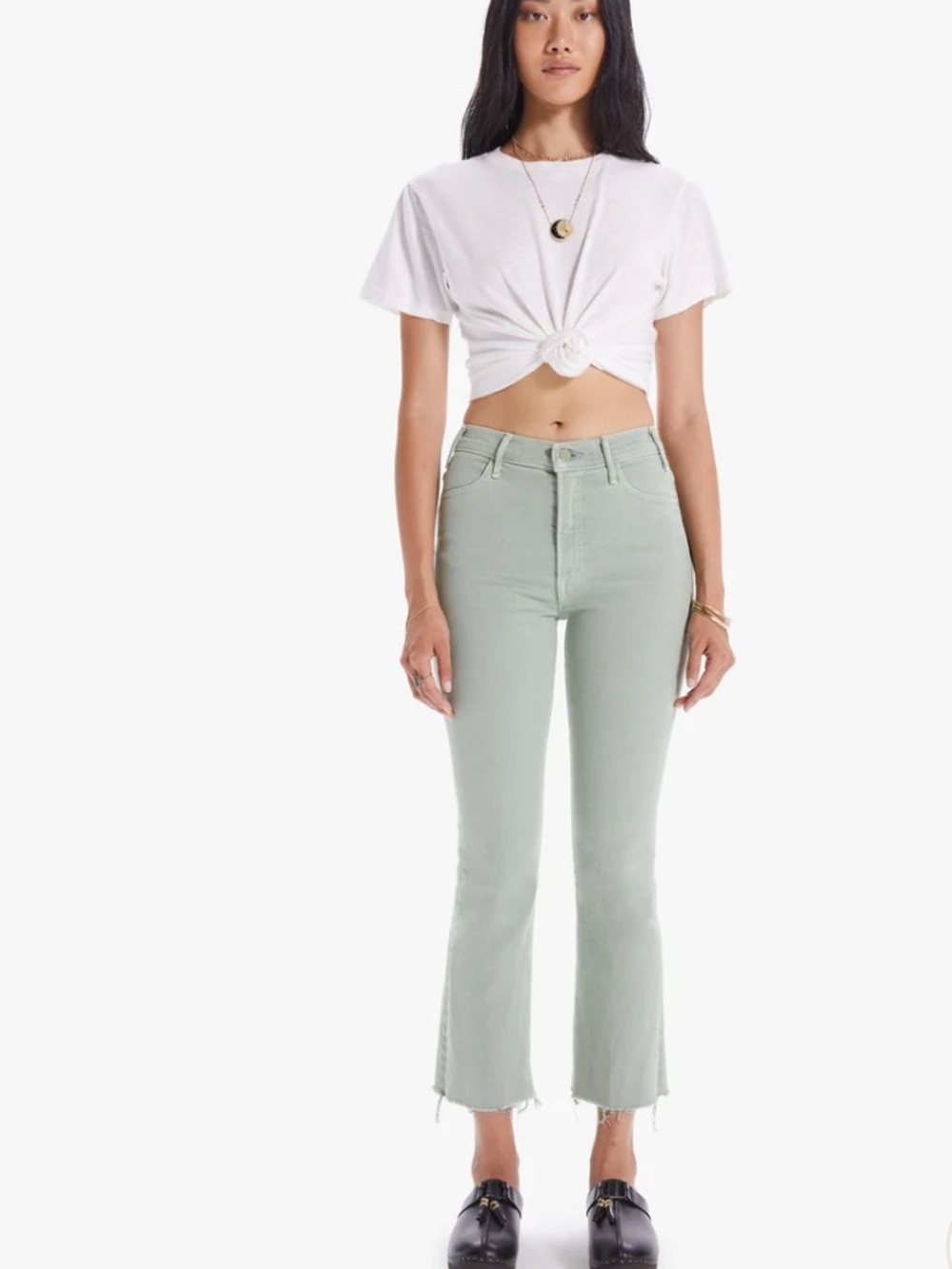MOTHER The Hustler Ankle Fray, Iceberg Green, 27